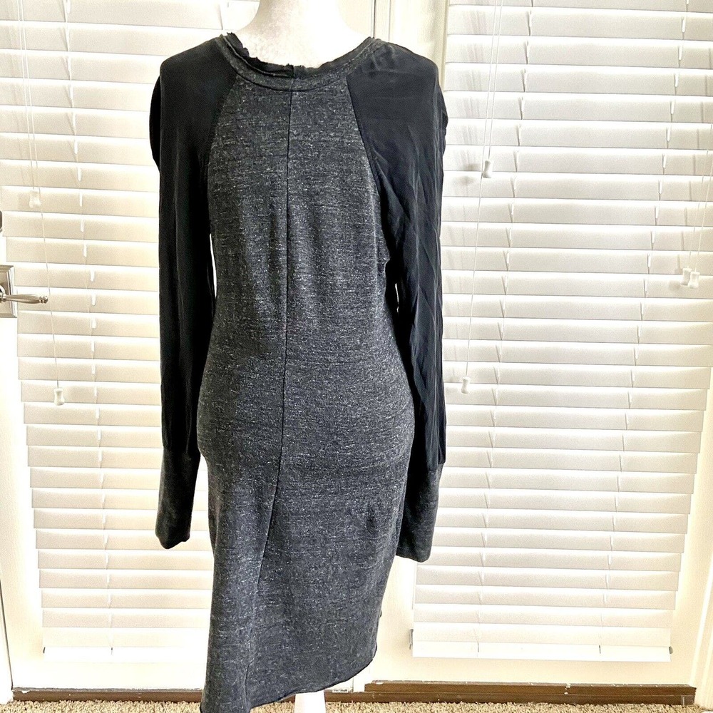 Anthropologie Dolan Sz Large Black Grey Silk Studded Long Sleeve Knit Dress - Picture 3 of 12